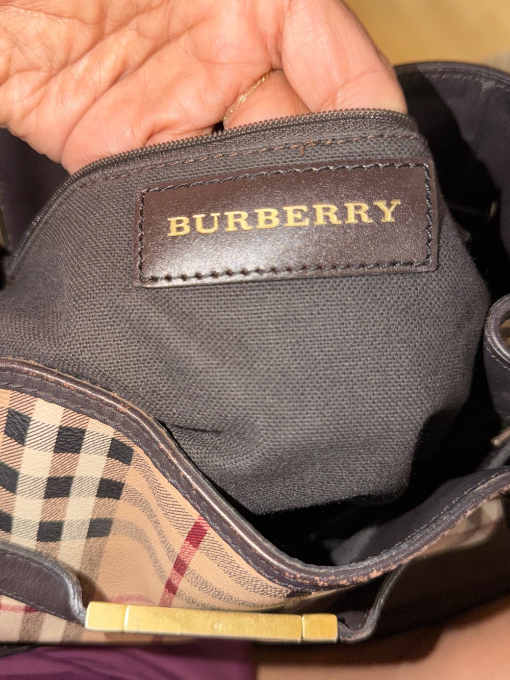 Authentic- Burberry Haymarket Check Willenmore Hobo 2-Way Bag 3742238 - Picture 5 of 13